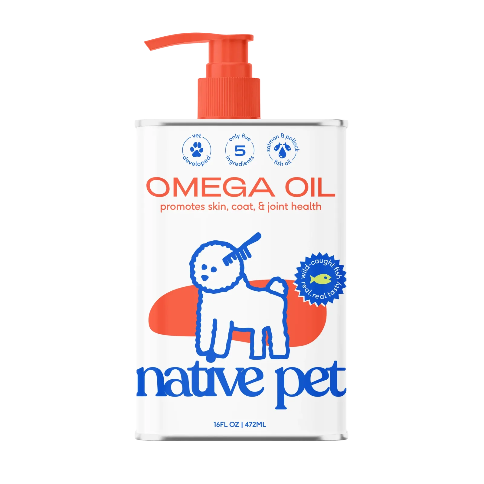 Native Pet Omega-3 Fish Oil & Alaskan Salmon Oil Skin & Coat Health Supplement for Dogs, 16 oz