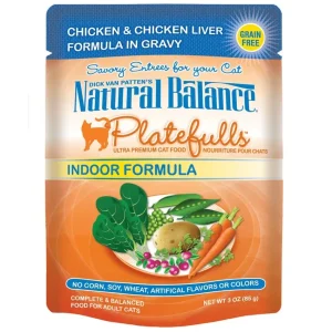 Natural Balance Pet Foods Original Ultra Platefulls Morsels in Gravy Wet Cat Food Pouch Chicken & Chicken Liver, 3 oz