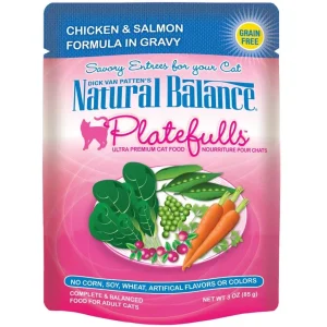 Natural Balance Pet Foods Original Ultra Platefulls Morsels in Gravy Wet Cat Food Pouch Chicken & Salmon, 3 oz