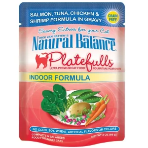 Natural Balance Pet Foods Original Ultra Platefulls Morsels in Gravy Wet Cat Food Pouch Salmon, Tuna, Chicken & Shrimp 3 oz