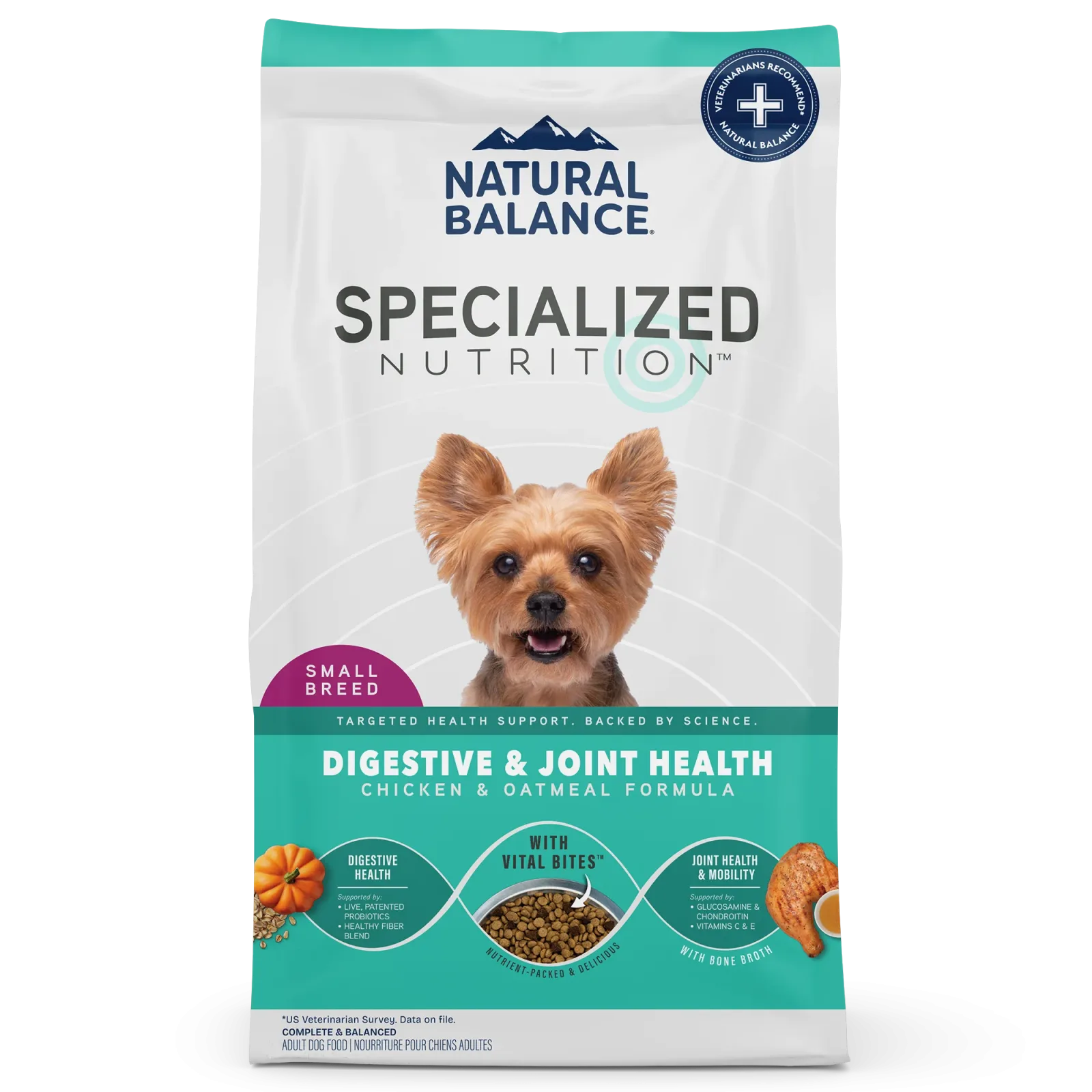 Natural Balance Pet Foods Specialized Small Breed Digestive & Joint Dry Dog Food Chicken & Oatmeal 3.5 lb