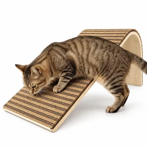 Natural Cork Cat Scratcher Ramp – Replaceable Pad with Catnip