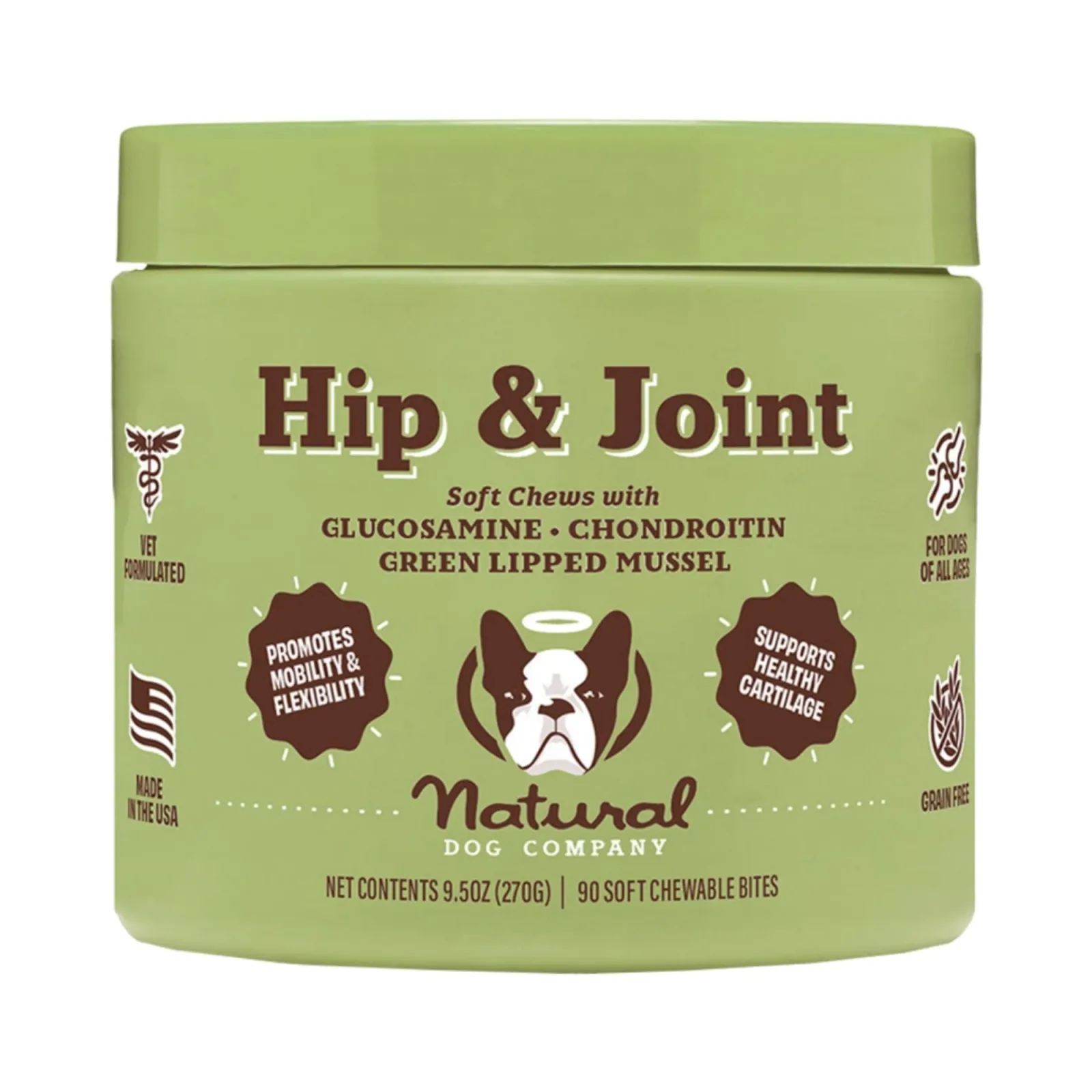 Natural Dog Company Dog Hip & Joint Supplement Dog Chews, 90-Count