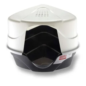 Nature's Miracle Just for Cats Advanced Hooded Corner Cat Litter Box Black/White X-Large