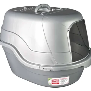 Nature's Miracle Oval Hooded Cat Litter Box Silver
