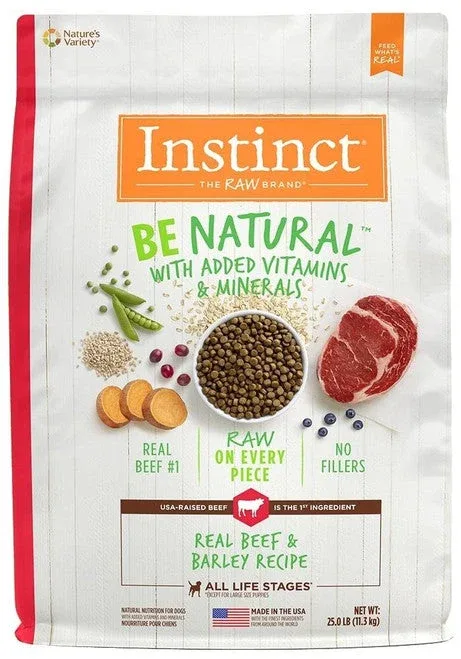 Nature's Variety Instinct Be Natural Beef & Barley Recipe Dry Dog Food-25-lb-{L+1} - Image 2