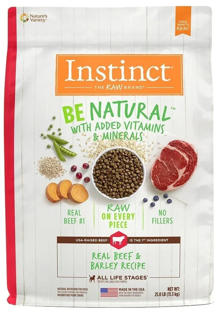 Nature's Variety Instinct Be Natural Beef & Barley Recipe Dry Dog Food-25-lb-{L+1}