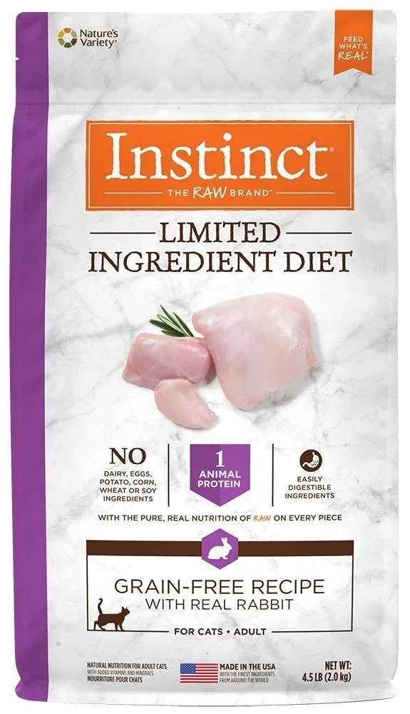 Nature's Variety Instinct Limited Ingredient Diet Adult Grain Free Recipe With Real Rabbit Natural Dry Cat Food-4.5/ 4 lb-{L+1}