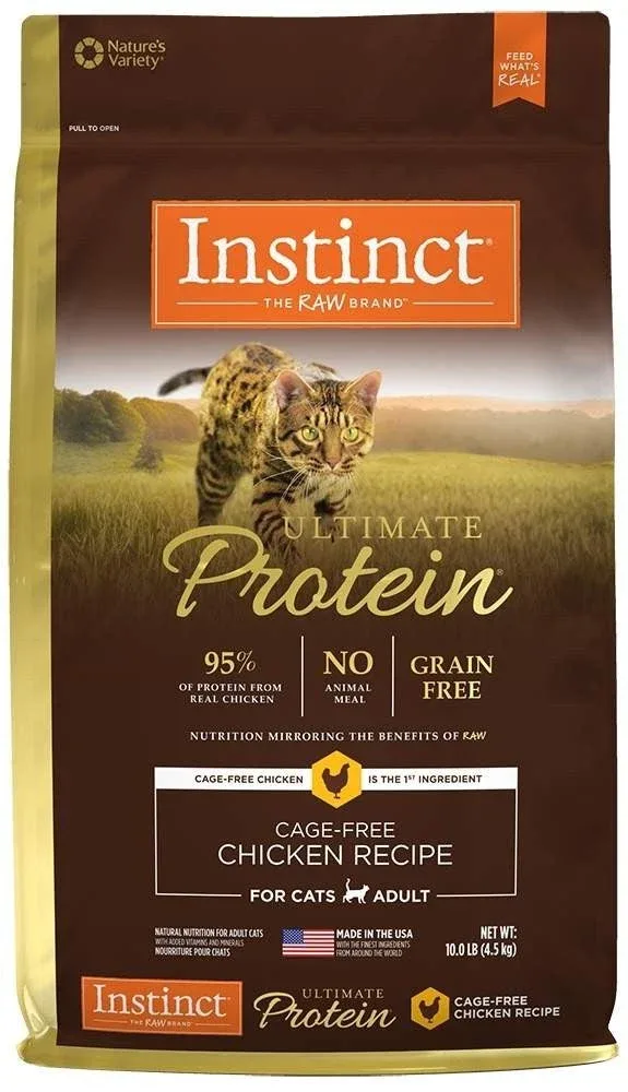 Nature's Variety Instinct Ultimate Protein Adult Grain Free Cage Free Chicken Recipe Natural Dry Cat Food-10-lb-{L-1}