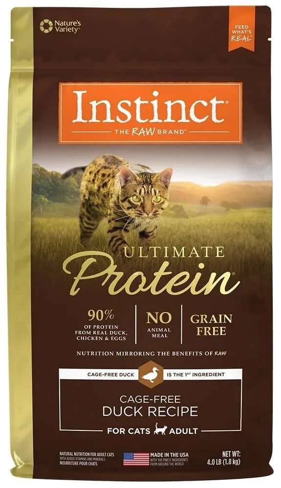 Nature's Variety Instinct Ultimate Protein Adult Grain Free Cage Free Duck Recipe Natural Dry Cat Food-4/ 4 lb-{L+1}