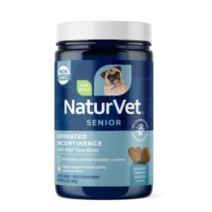 NaturVet Advanced Incontinence Senior Supplement for Dogs, Hickory Smoked Bacon Flavor, 60 Count