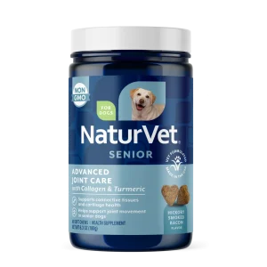 NaturVet Advanced Joint Care Senior Supplements for Dogs, Bacon and Chicken Flavor, 60 Count