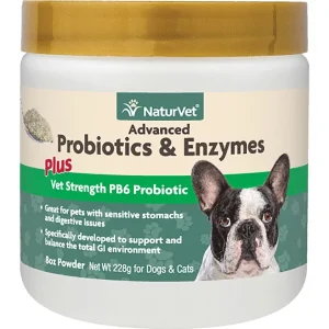 Naturvet Dog Cat Probiotics Advanced PB6 Enzymes Powder 8oz