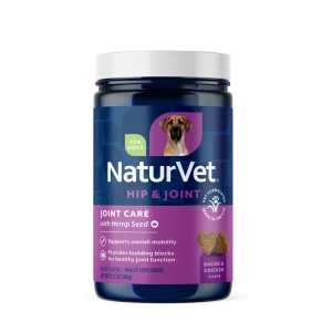 NaturVet Joint Care with Hemp Hip & Joint Supplement for Dogs, Bacon and Chicken Flavor, 60 Count