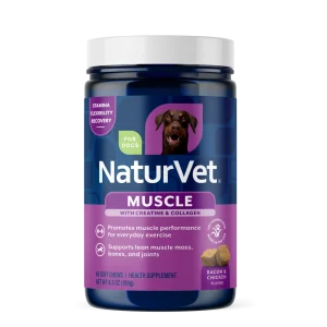 NaturVet Muscle Targeted Care Hip & Joint Supplement for Dogs, Bacon and Chicken Flavor, 60 Count