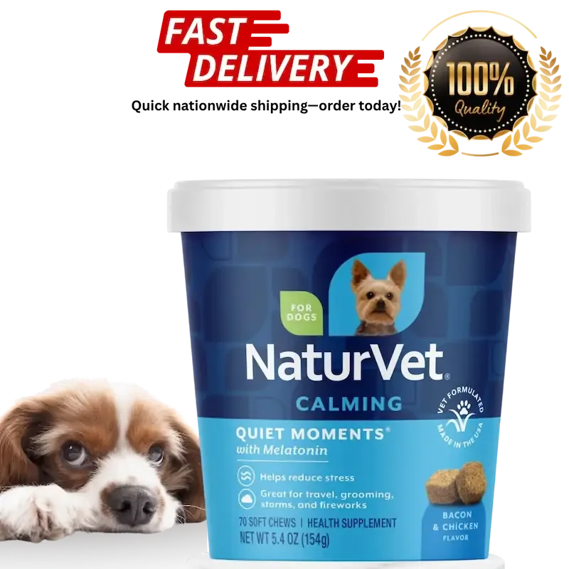 NaturVet Quiet Moments – 70 Soft Chews for Anxiety Relief