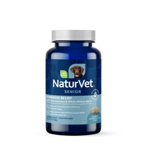 NaturVet Soreness Relief Senior Supplement for Dogs, Hickory Smoked Bacon Flavor, 60 Chewable Tablets