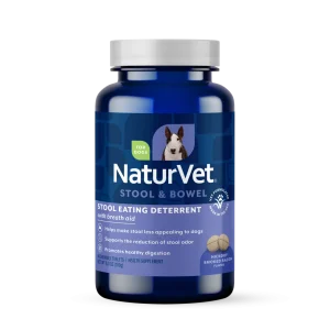 NaturVet Stool Eating Deterrent Stool & Bowel Supplement for Dogs, Hickory Smoked Bacon Flavor, 60 Chewable Tablets