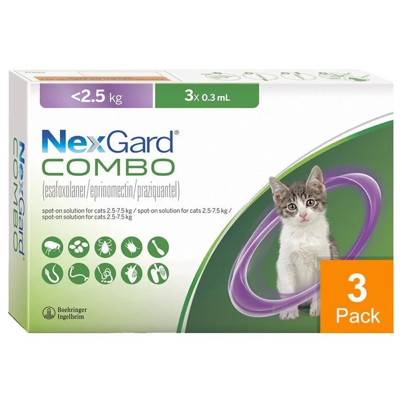 Nexgard Combo for Cats Under 5.5 lbs (2.5 kg) - 3 Pack