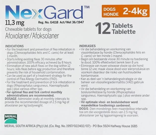 Nexgard for Dogs 4-10 lbs (2-4kg) 12 Chewables - Image 2