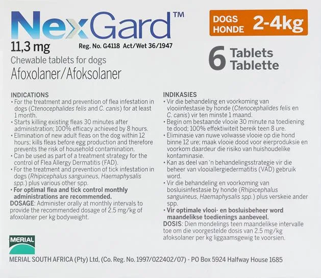 Nexgard for Dogs 4-10 lbs (2-4kg) 6 Chewables - Image 2