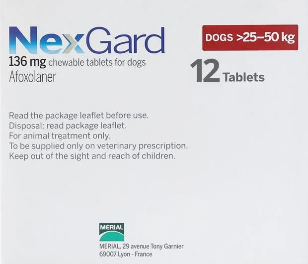 Nexgard for Dogs 60-121 lbs (25-50 kg) 12 Chewables - Image 2