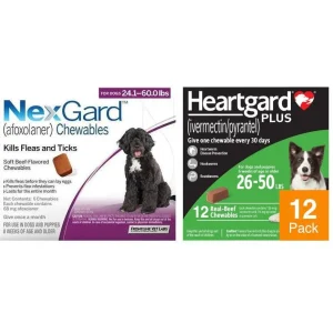 NexGard & Heartgard (Green) Combo Dogs 24-60 lbs (10-25kg) - 12 pack