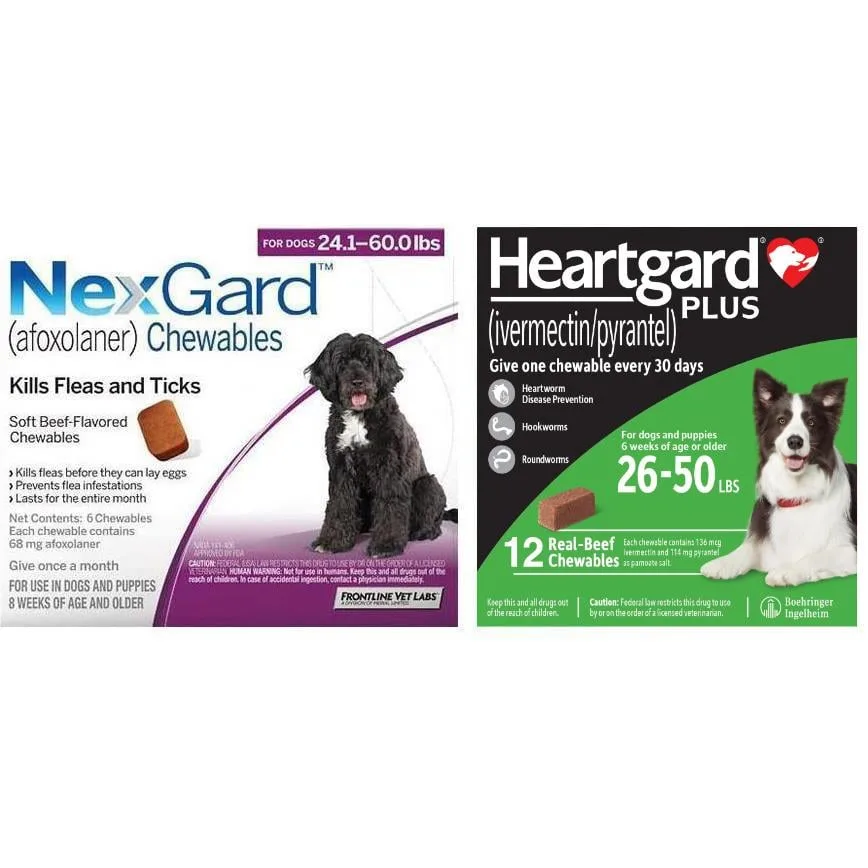 NexGard & Heartgard (Green) Combo Dogs 24-60 lbs (10-25kg) - 12 pack - Image 2