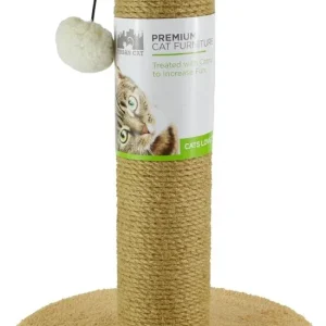 North American Plush Cat Post with Jute Wheat
