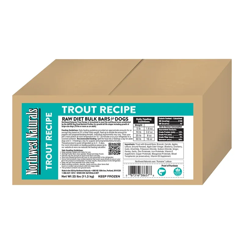 Northwest Naturals Dog Frozen Bar Trout Bulk 25lb SD-5