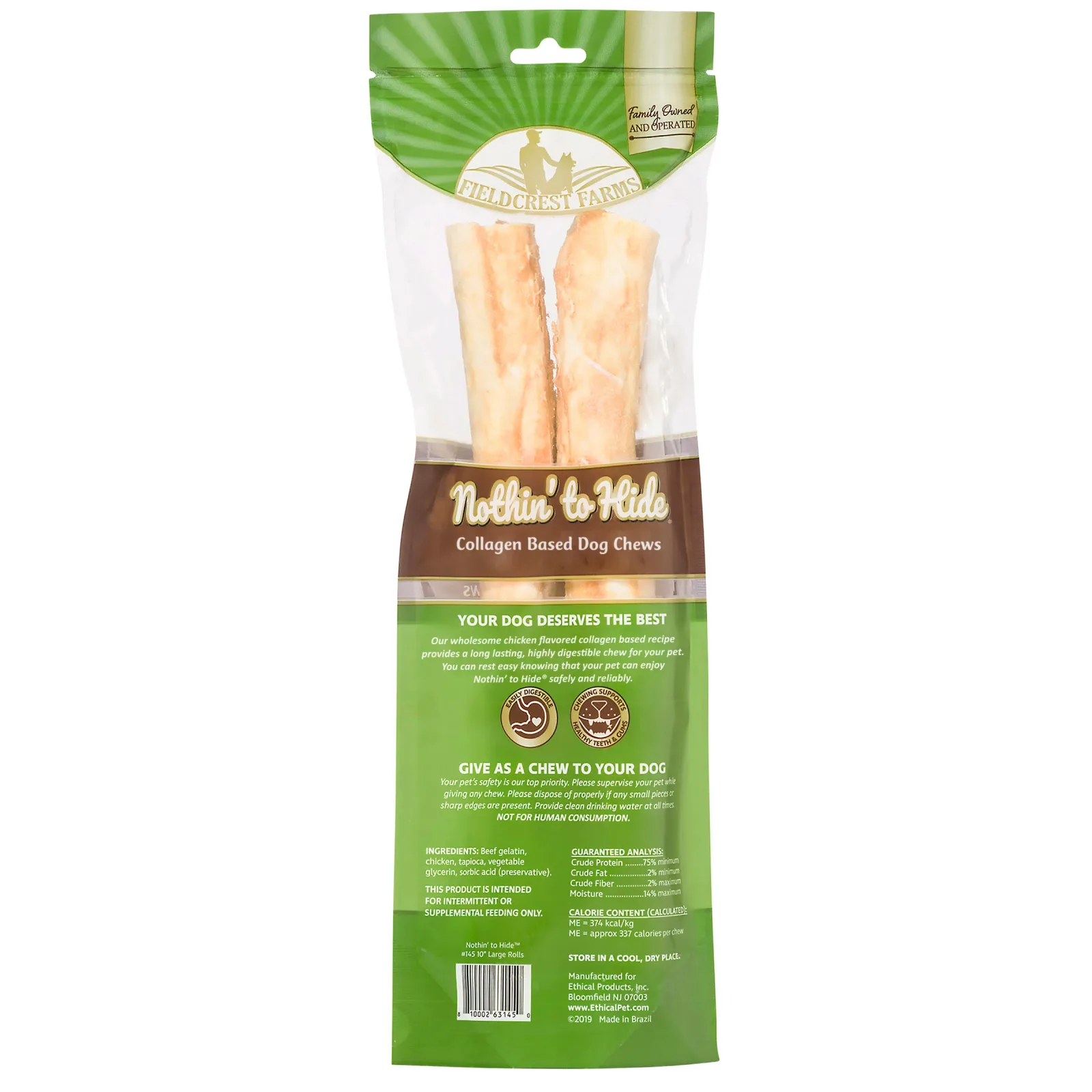 Nothin' to Hide Large Roll (10") 2pk Bag - Chicken Flavor - Image 2