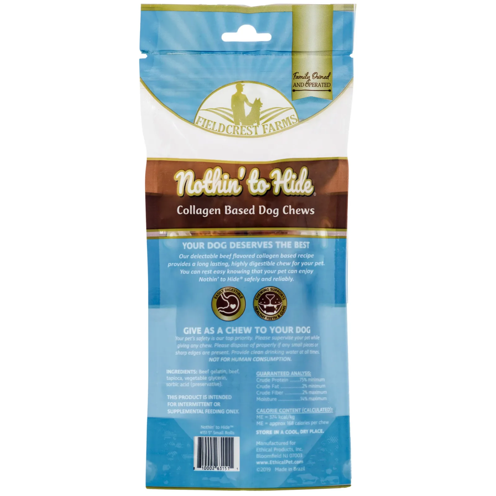 Nothin' to Hide Small Roll (5") 2pk Bag - Beef Flavor - Image 2