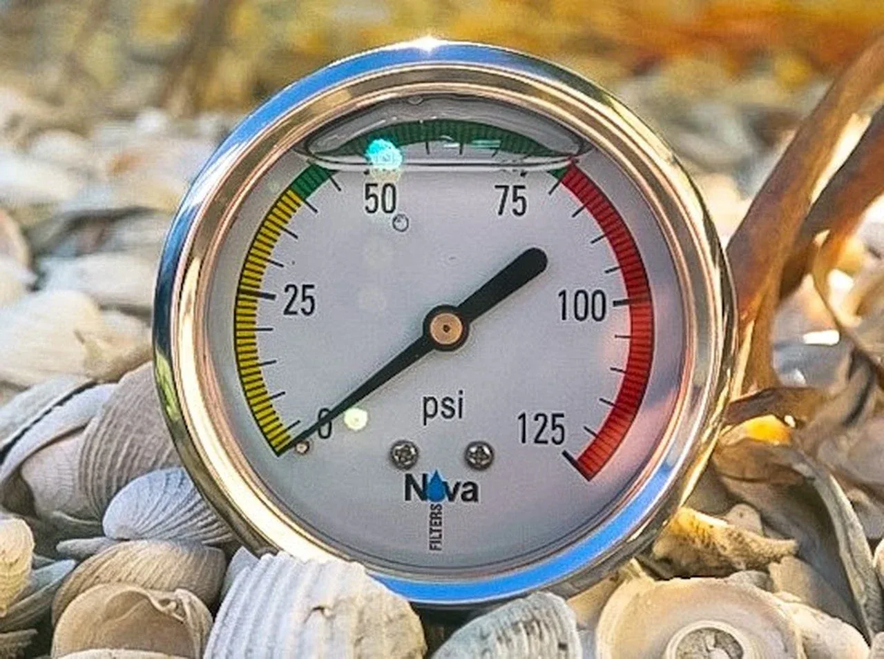 Nova Reverse Osmosis pressure gauge glycerin filled 0-125 psi