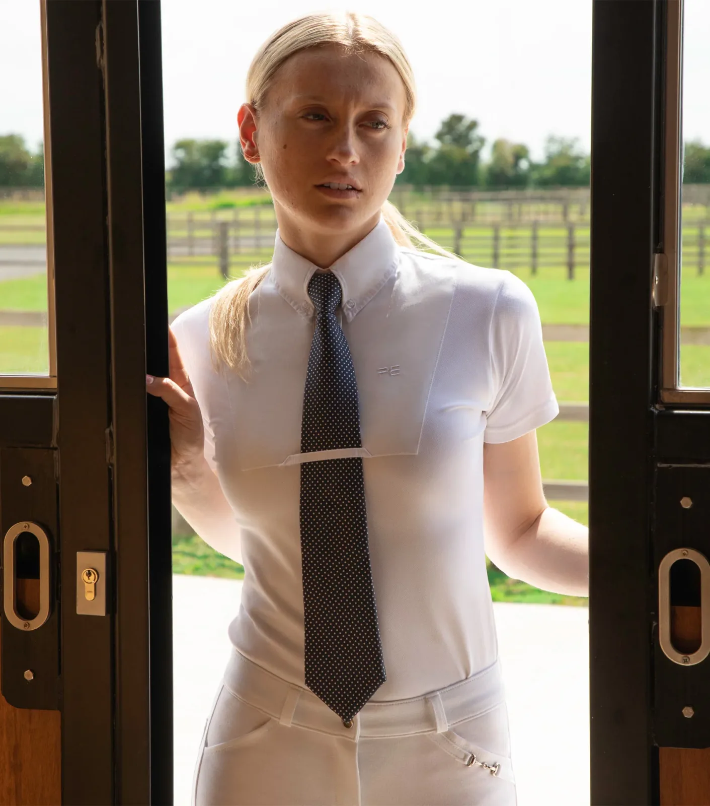 NQP Luciana Ladies Short Sleeve Tie Shirt White - Image 2