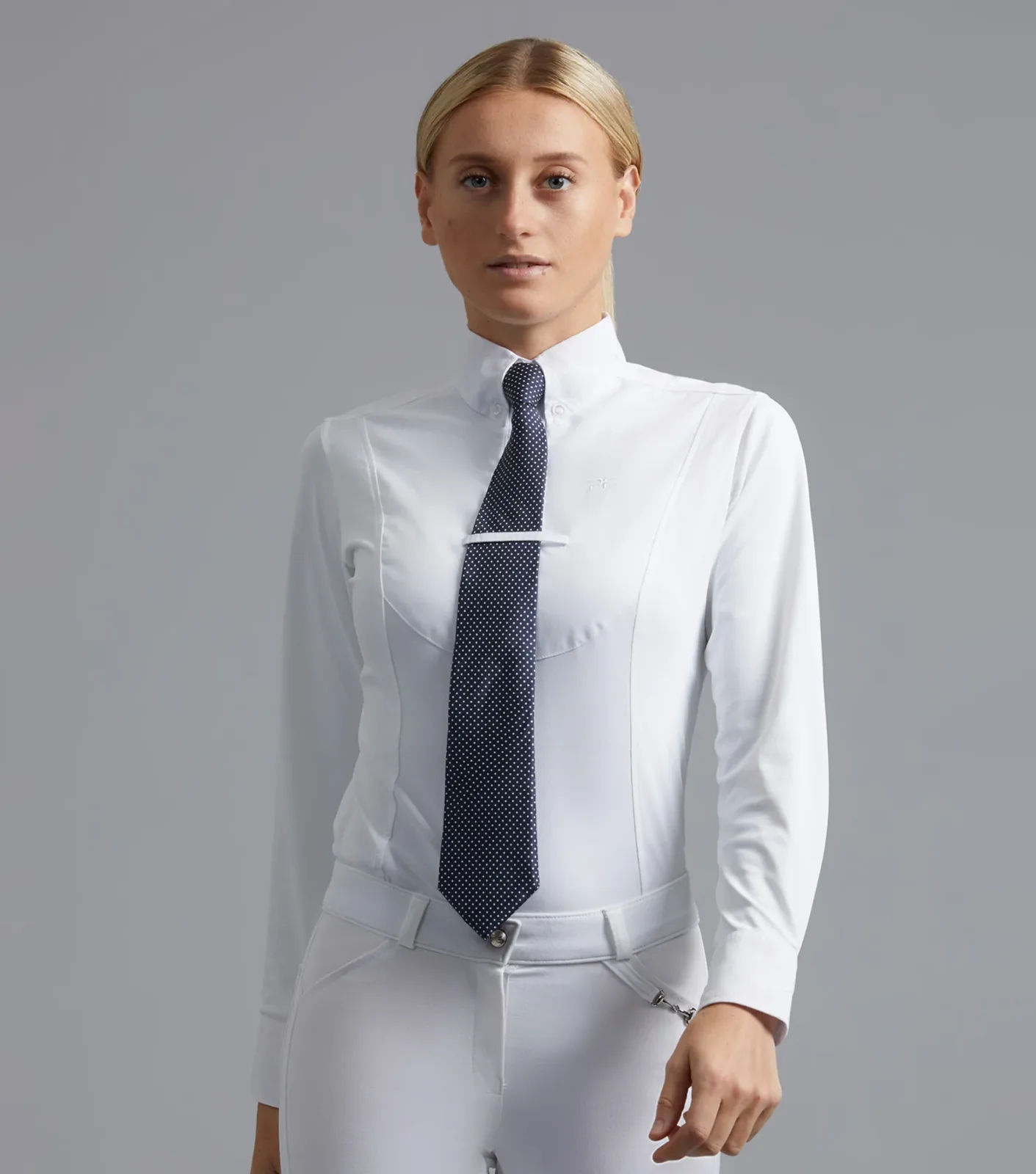 NQP Tessa Ladies Long Sleeve Tie Shirt White