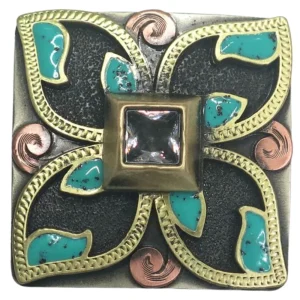 NRS Tack Turquoise Diamond Petal 1 1/2in Screwback Concho