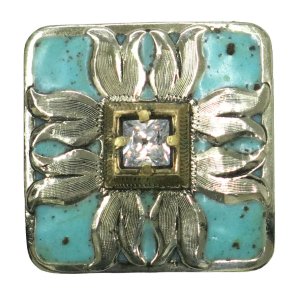 NRS Tack Turquoise Square 1 1/2in Screwback Concho