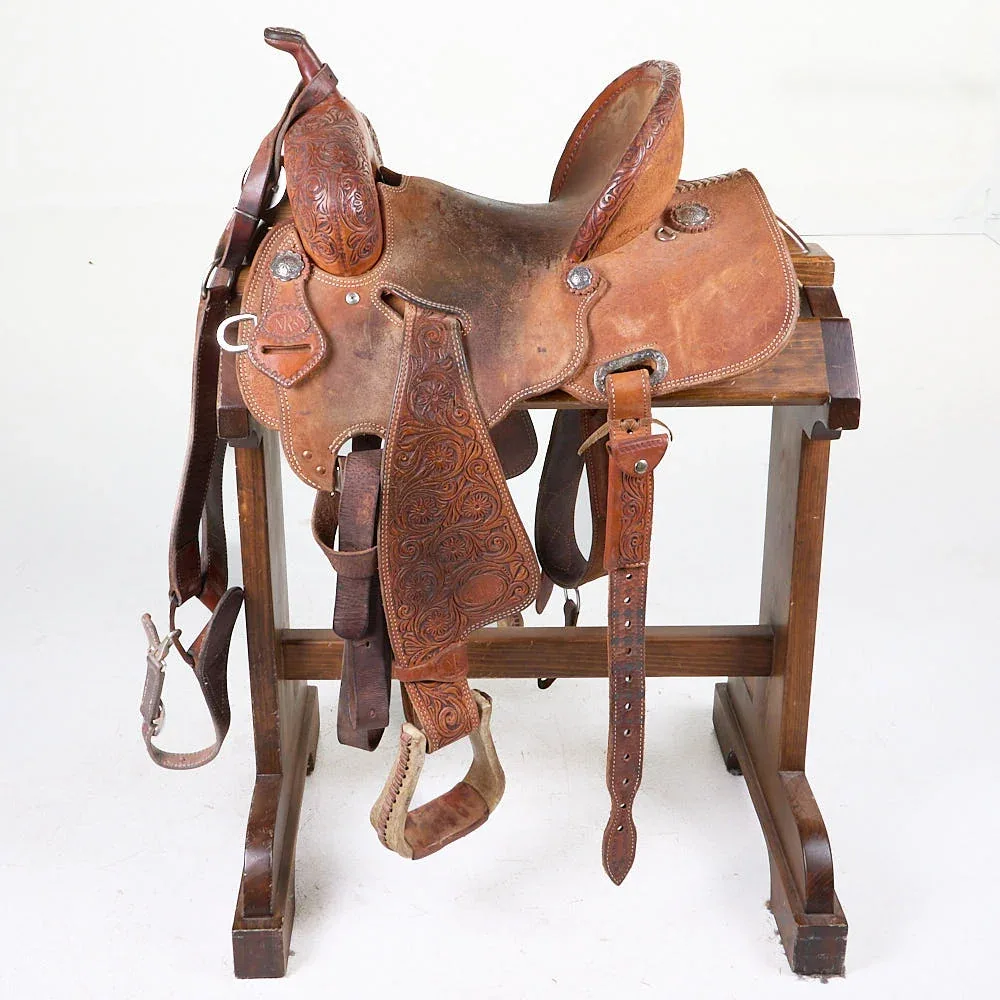 NRS Used 13.5in Floral Tooled NRS Competitor Barrel Saddle - Image 2