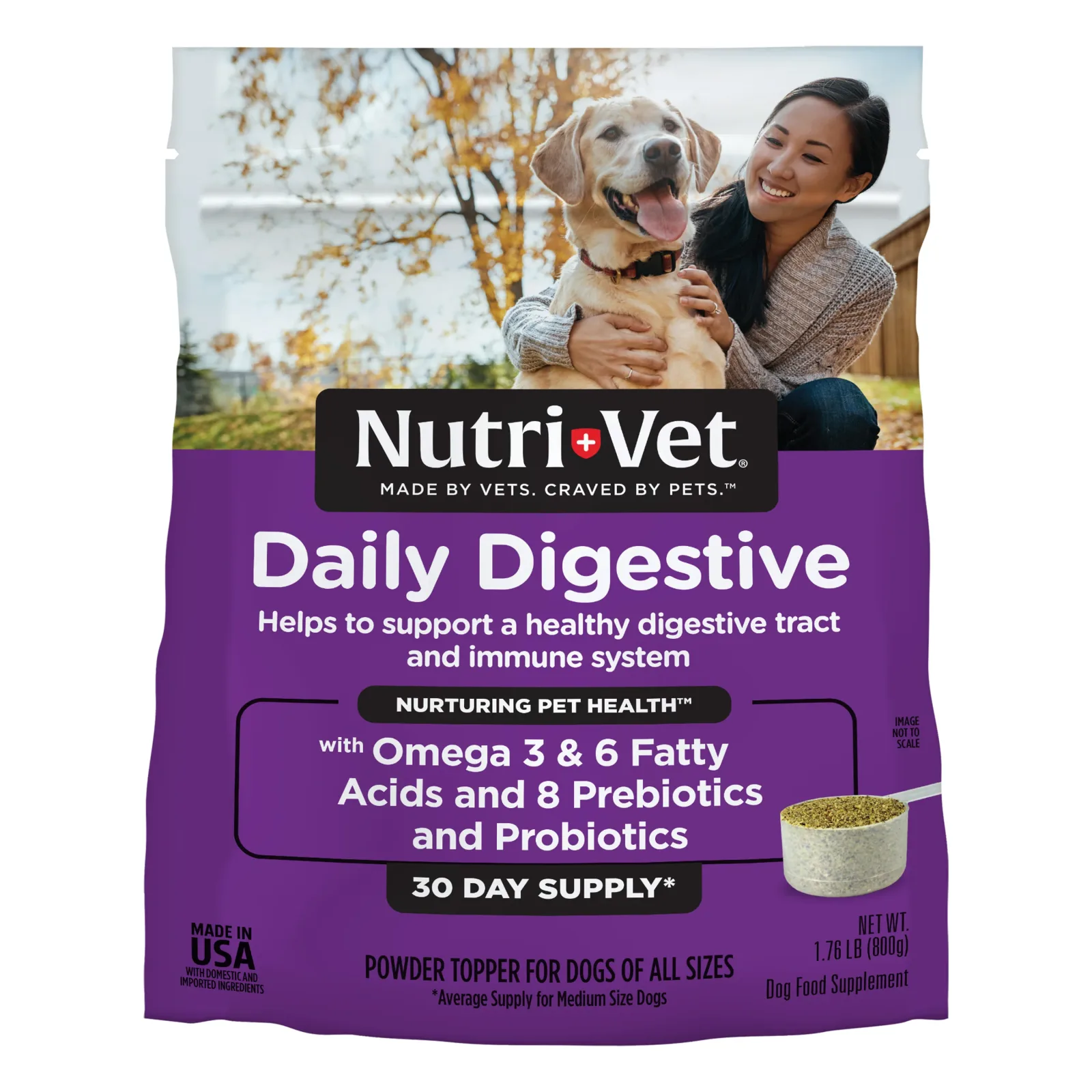 Nutri-Vet Daily Digestive Powder for Dogs with Omega 3 & 6 Fatty Acids, 1.76 lb