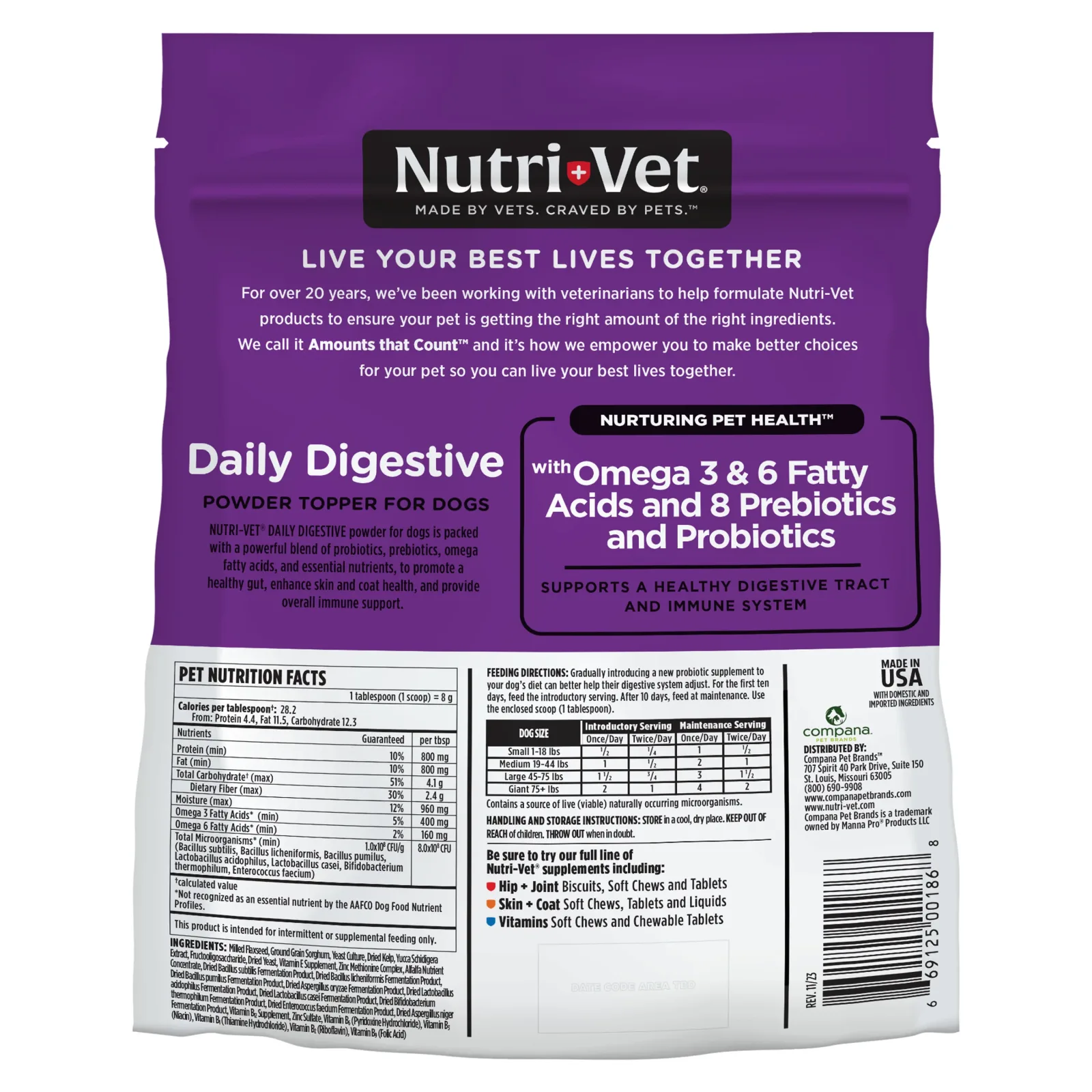 Nutri-Vet Daily Digestive Powder for Dogs with Omega 3 & 6 Fatty Acids, 1.76 lb - Image 2
