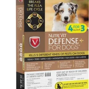 Nutri-Vet Defense+ Flea & Tick for Dog Large, 33-66 lb, 4 pk
