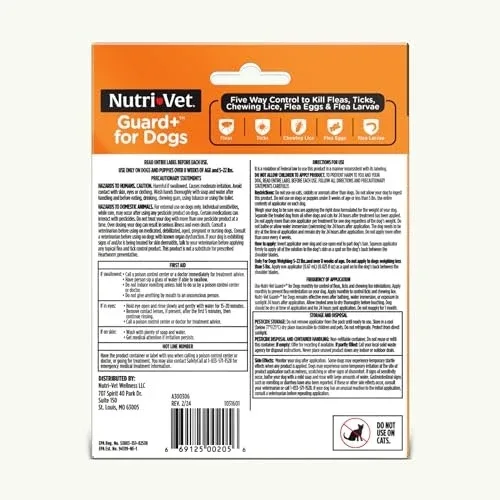 Nutri-Vet Guard+ for Dogs - Flea & Tick Prevention Treatment for Dogs 5-22 Lbs, 3 pack - Image 2