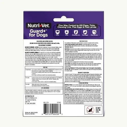Nutri-Vet Guard+ for Dogs - Flea & Tick Prevention Treatment for Medium Dogs 23-44 Lbs., 3 pack - Image 2
