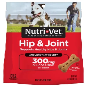 Nutri-Vet Hip & Joint Biscuits for Dogswith 300mg Glucosamine, 4 lb