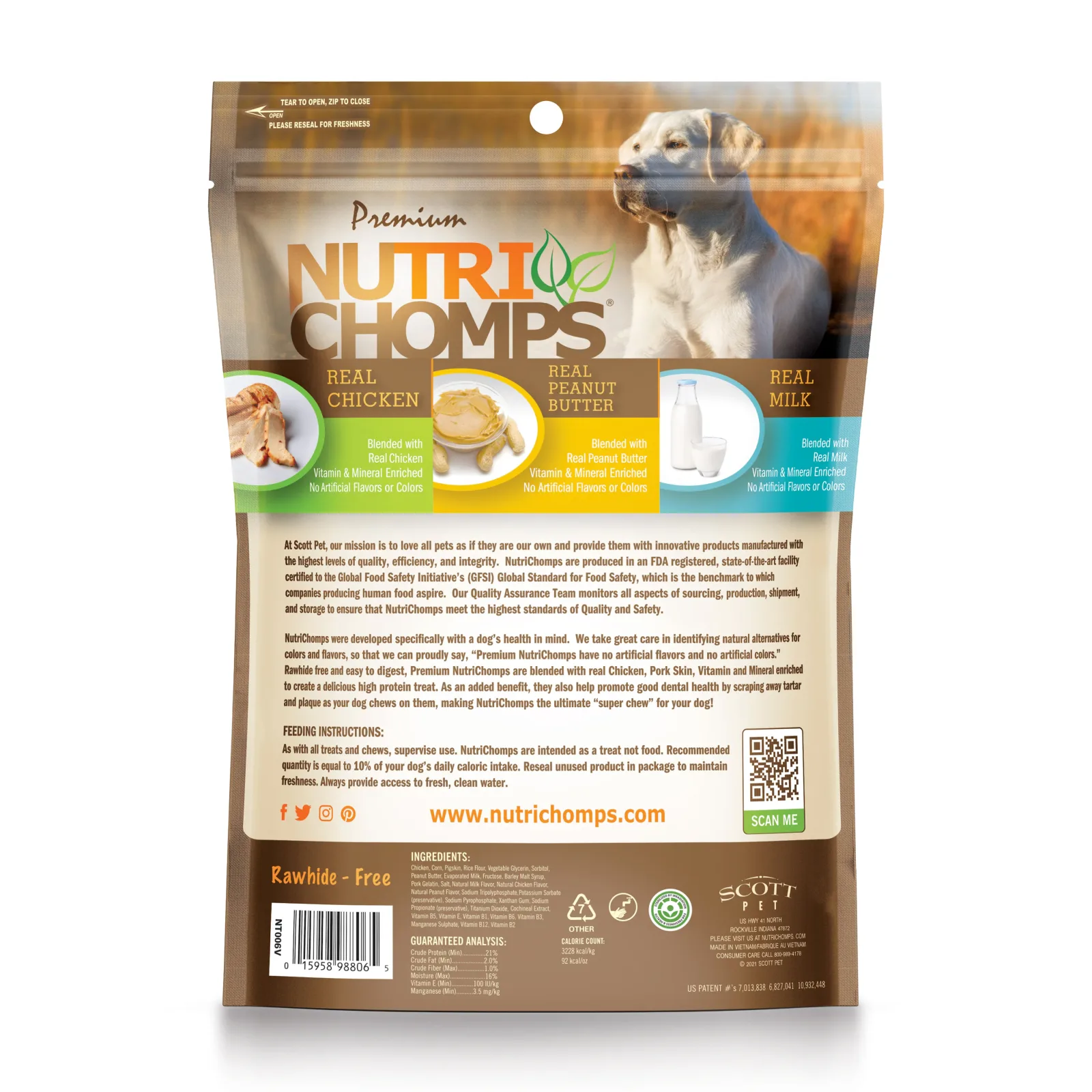 NutriChomps 4-inch Assorted Real Milk, Chicken and Peanut Butter Knots, 9 count Dog Chews - Image 2