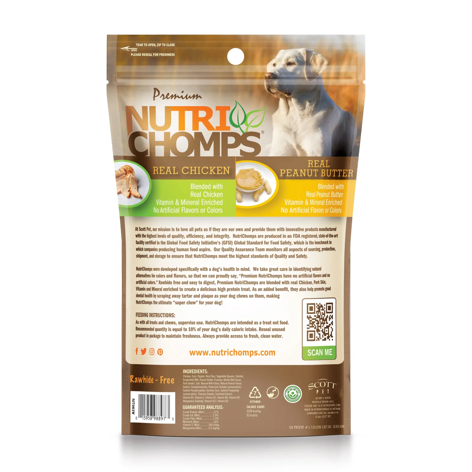 NutriChomps 6-inch Peanut Butter Wrapped Mini Twist, 10 Count Dog Chews - Image 2
