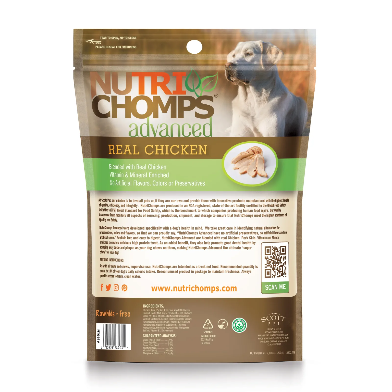 NutriChomps Advanced 2.5" Chicken Flavor Mini Knots Wrapped with Real Chicken, 12 Count Dog Chews - Image 2