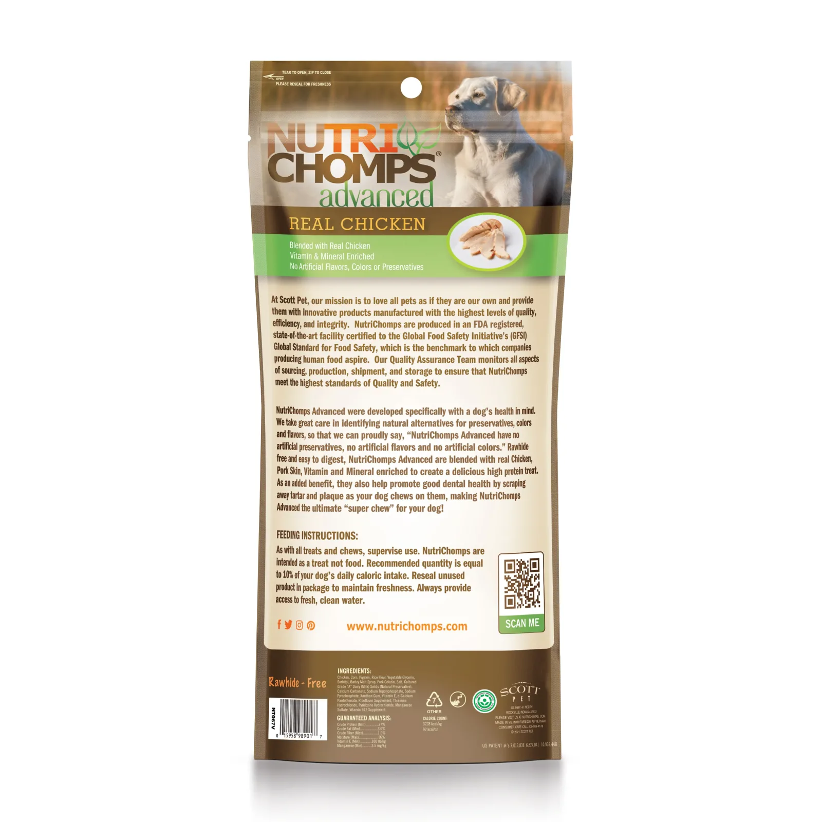 NutriChomps Advanced 8" Chicken Flavor Rolls Wrapped with Real Chicken, 2 Count Dog Chews - Image 2