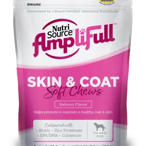 NutriSource AmpliFull Skin and Coat Soft Chews Dogs Supplement Salmon 70 ct