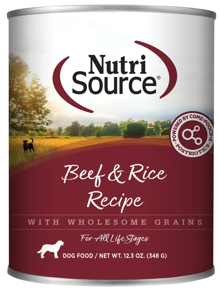 NutriSource Canned Dog Food Beef & Rice 12ea/12.3 oz